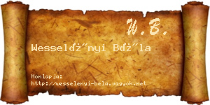 Wesselényi Béla névjegykártya